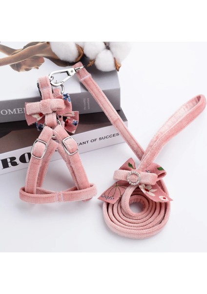 Krem Tarzı L Göğüs 45-55CM Pembe Çiçekli Akın Köpek Tasması Küçük Köpekler Için Yapay Elmaslı Pembe Beyaz Evcil Hayvan Koşum Takımı Prenses Kedi Konforu Yürüyüş Pitbull Pugları (Yurt Dışından)