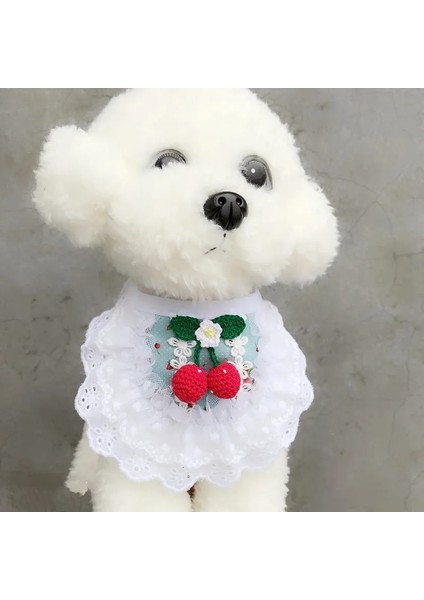 A1 Stili M Beden Kiraz Önlüğü Dantel Dekor Pet Yaka Önlük Sevimli Bandana Önlükler Köpek Yaka Kedi Eşarp Pet Kolye Kravat Papyon Köpek Düğün Aksesuarları (Yurt Dışından)