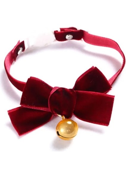 Çan Tarzı Kırmızı Kadife Fiyonk Ayarlanabilir Kedi Yaka Çan Emniyet Yaka ile Yavru Kedi Yaka Claolor Koleksiyonu ile Kedi Için Pet Köpek Küçük Köpek (Yurt Dışından)