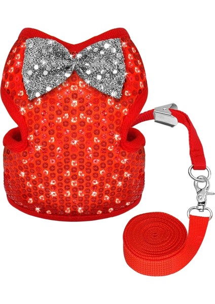 Kırmızı Stil M Beden Küçük Köpek Koşum ve Tasma Seti Pet Kedi Yelek Koşum ile Küçük Köpek Doguahua Yorkies Pug Için Örgü Örgü Yastıklı (Yurt Dışından) fırsatları
