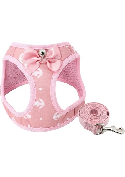 Pembe Tarzı M Beden Moda Çapa Kedi Koşum ve Tasma Seti Ayarlanabilir Göğüs Kemeri Yelek Çan Kurdele Yay ile Yavru Yavru Köpekler Için Yürüyüş Kurşun (Yurt Dışından)
