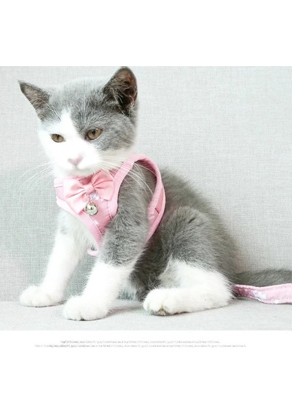 Pembe Tarzı M Beden Moda Çapa Kedi Koşum ve Tasma Seti Ayarlanabilir Göğüs Kemeri Yelek Çan Kurdele Yay ile Yavru Yavru Köpekler Için Yürüyüş Kurşun (Yurt Dışından) fiyatları