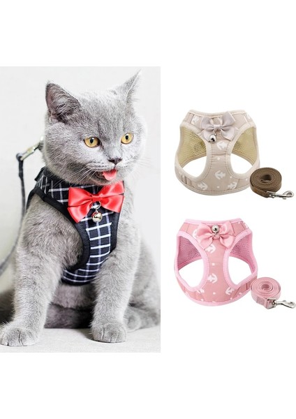 Pembe Tarzı M Beden Moda Çapa Kedi Koşum ve Tasma Seti Ayarlanabilir Göğüs Kemeri Yelek Çan Kurdele Yay ile Yavru Yavru Köpekler Için Yürüyüş Kurşun (Yurt Dışından) fırsatları