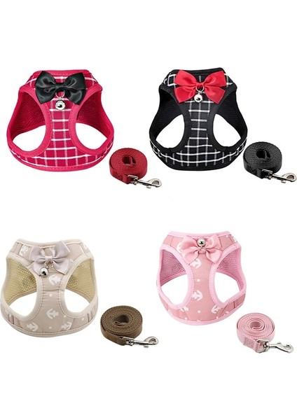 Pembe Tarzı M Beden Moda Çapa Kedi Koşum ve Tasma Seti Ayarlanabilir Göğüs Kemeri Yelek Çan Kurdele Yay ile Yavru Yavru Köpekler Için Yürüyüş Kurşun (Yurt Dışından) indirimleri