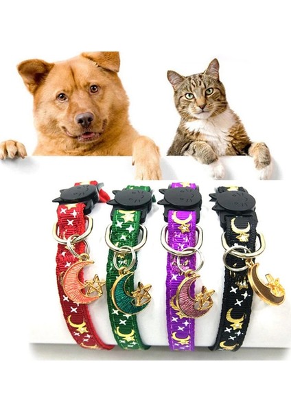No.18 Tarzı Ayarlanabilir Altın Ay Yıldız Pet Kedi Yaka Toka Çan ile Kedi Yaka Uygun Yavru Köpekler Yavru Pet Aksesuarları Malzemeleri (Yurt Dışından) fiyatları