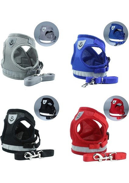 Gri Tarzı Xs Beden Yansıtıcı Kedi Koşum ve Tasma Seti Naylon Örgü Yavru Yavru Köpekler Yelek Koşum Küçük Köpekler Için Pet Giysileri Açar Fransız Bulldog (Yurt Dışından) fırsatları