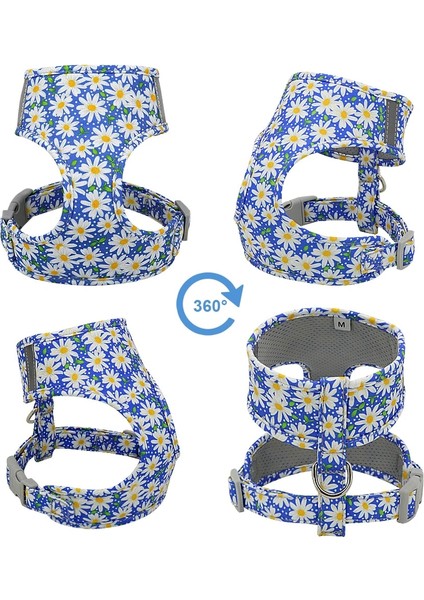 Mavi Stil L Beden Sevimli Baskılı Kedi Koşum ve Tasma Seti Ayarlanabilir Naylon Örgü Pet Yavru Kedi Yürüyüş Koşum Yelek Tasma Küçük Kediler Köpekler Için Yavru Kedi (Yurt Dışından)