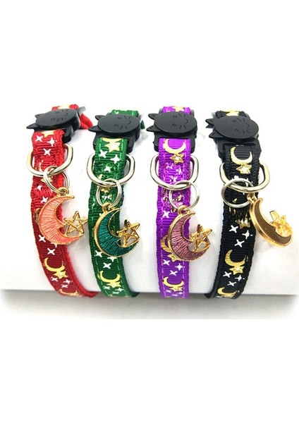 No.18 Tarzı Ayarlanabilir Altın Ay Yıldız Pet Kedi Yaka Toka Çan ile Kedi Yaka Uygun Yavru Köpekler Yavru Pet Aksesuarları Malzemeleri (Yurt Dışından) fırsatları