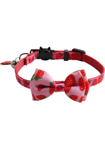 Mor Tarzı 1.0X28CM Kitty Için Sevimli Papyon ve Çan ile Ayrılıkçı Kedi Yaka Koparma Ayarlanabilir Güvenlik Meyve Desenleri Pet Küçük Köpekler Için Yavru Kedi Tasmaları (Yurt Dışından)