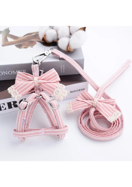 Lt Mavi Stili M Göğüs 35-45CM Pembe Şerit Köpek Tasmaları ve Koşumları Pamuk Yaylar Kız Erkek Pet Tasma Seti Pitbull Chihuahua Sm Için Açık Yürüyüş Aksesuarları (Yurt Dışından) fiyatları