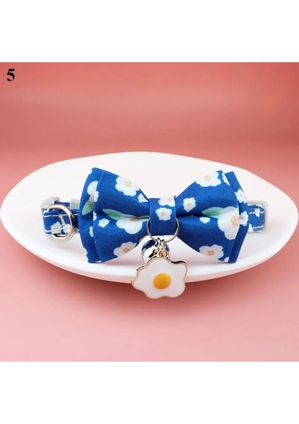 No.5 Tarzı Sevimli Papyon Kedi Yaka Çan Koparma Güvenlik Tokası ile Kiraz Çiçekleri Kolye ile Yavru Kedi Yaka Yumuşak Dayanıklı Yay Yaka (Yurt Dışından)