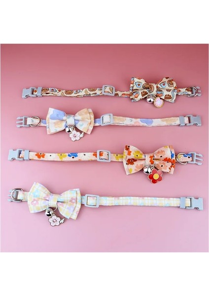 No.5 Tarzı Sevimli Papyon Kedi Yaka Çan Koparma Güvenlik Tokası ile Kiraz Çiçekleri Kolye ile Yavru Kedi Yaka Yumuşak Dayanıklı Yay Yaka (Yurt Dışından) fırsatları