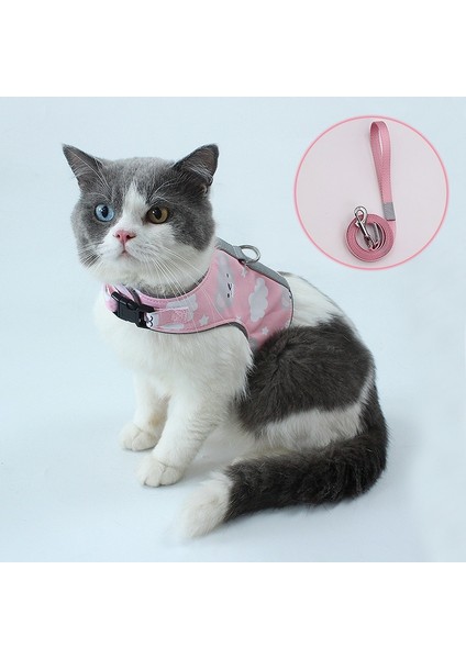Pembe Tarzı L Beden Kaçış Geçirmez Kedi Yelek Koşum Tasma Seti Ayarlanabilir Yansıtıcı Koşum Kediler Için Yumuşak Nefes Göğüs Kemeri Köpek Pet Malzemeleri (Yurt Dışından)