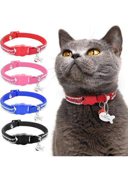 Kırmızı Stil Xs Beden Yavru Kedi Adı Yaka Hızlı Bırakma Pet Kedi Çan ile Güvenlik Yaka Kişiselleştirilmiş Balık Kımlık Etiketi Bling Rhinestone Kediler Kolye (Yurt Dışından) fiyatları