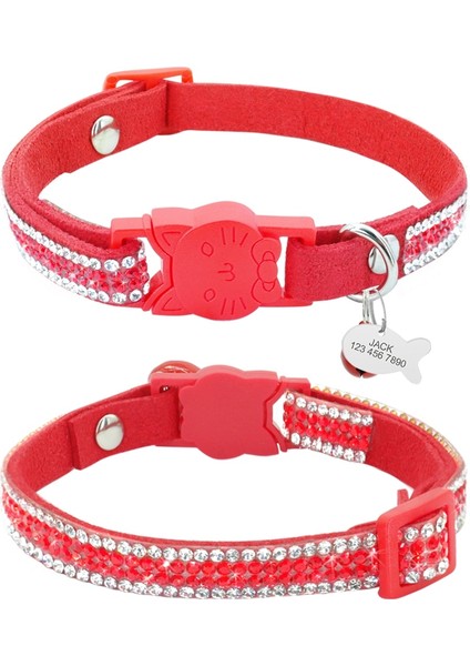 Kırmızı Stil Xs Beden Yavru Kedi Adı Yaka Hızlı Bırakma Pet Kedi Çan ile Güvenlik Yaka Kişiselleştirilmiş Balık Kımlık Etiketi Bling Rhinestone Kediler Kolye (Yurt Dışından) fırsatları