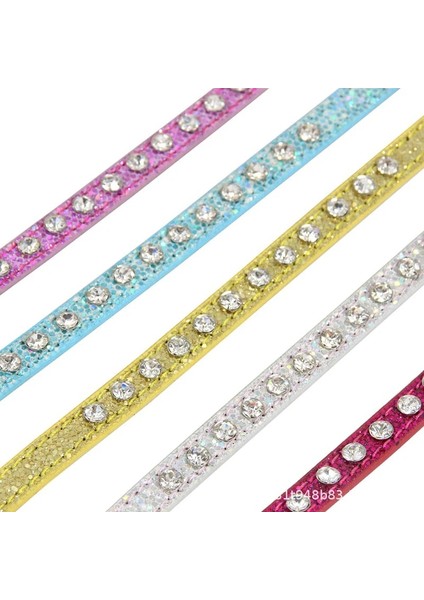 Mavi Stil M Beden Bling Taklidi Deri Yaka Köpek Kedi Pet Aksesuar Kristal Elmas Köpek Yaka Kayışı Küçük Köpekler Için Kedi (Yurt Dışından) fırsatları