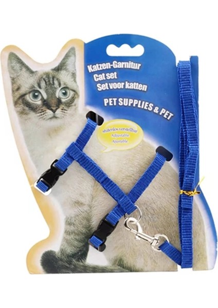 Mavi Stil Kedi Yaka Koşum Tasma Ayarlanabilir Naylon Pet Çekiş Kedi Yavrusu Köpek Halter Yaka Gato Kediler Ürünler Pet Koşum Kemer Kedi Col (Yurt Dışından)