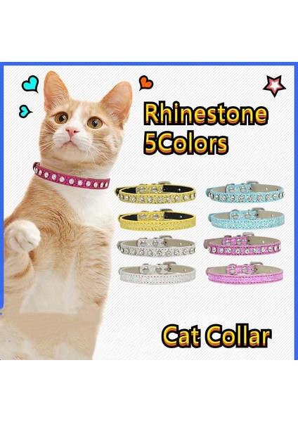 Yapay Elmas-Skyblue Stili 1.5X30CM Yaratıcı Kedi Yaka Flaş Kolye Rhinestone Dekorasyon Aksesuarları Ayarlanabilir Boyut 5 Renk Pet Yaka (Yurt Dışından) fiyatları