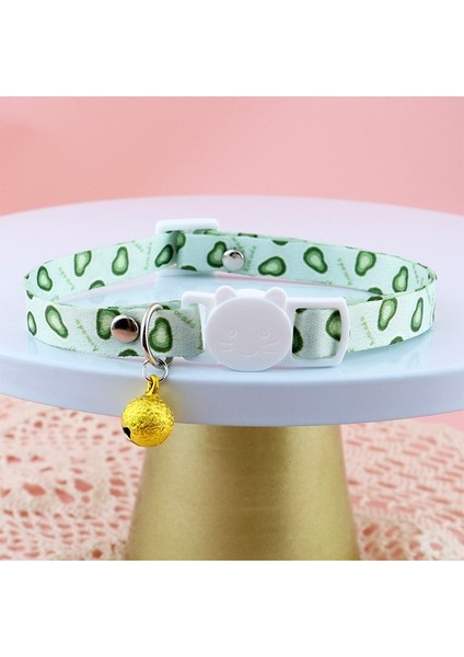 Avokado Tarzı Meyve Baskı Kedi Yaka Çan Koparma ile Sevimli Pet Yaka Karikatür Baskılı Polyester Pet Boyun Askısı Pet Malzemeleri Aksesuarları (Yurt Dışından)