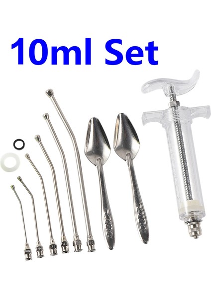 10 ml Set Stili 10MLML Şırınga Seti Acemi Bebek Kuş Manuel Besleme Witurved Gavaj Tüpleri Paslanmaz Çelik Papağan Besleme Kaşığı (Yurt Dışından)