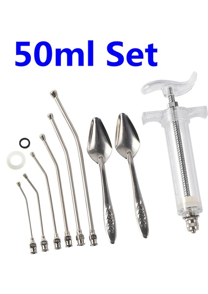 50ML Stili ml Şırınga Seti Civciv Manuel Besleme Kuş Papağan Besleme Kaşığı Paslanmaz Çelik Su Süt Tozu Besleyici Kaşık Kuş Yemi (Yurt Dışından)