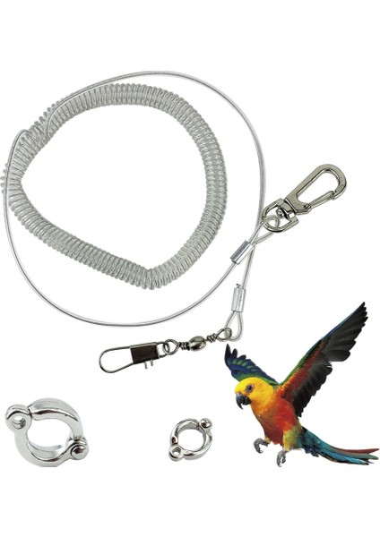 Ayak Halkası No4 - 3m Tarzı Alaşım Bacak Halkası Esnek Kuş Zinciri Kemer Anti Bite Plastik Tel Halat Papağan Kuş Açık Uçuş Eğitim Halatı Amerika Papağanı Starling (Yurt Dışından) fiyatları