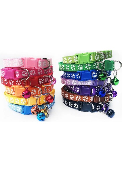 Renk 8 Tarzı Boyun Çevresi 19-32CM Collier Dökün Chiot Yaka Kedi Pet Kedi Kolye Yaka Çan ile Sevimli Pençe Baskı Yavru Kedi Için Ayarlanabilir Naylon Şerit Boyun Askısı (Yurt Dışından) modelleri