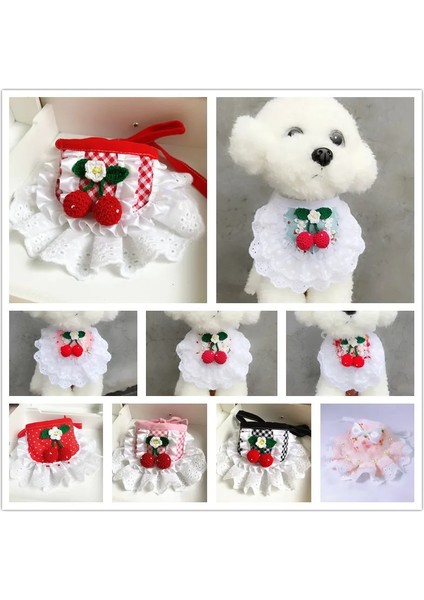 B2 Stili M Beden Kiraz Önlüğü Dantel Dekor Pet Yaka Önlük Sevimli Bandana Önlükler Köpek Yaka Kedi Eşarp Pet Kolye Kravat Papyon Köpek Düğün Aksesuarları (Yurt Dışından) fiyatları