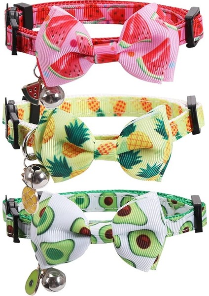 Fotoğraf Stili Olarak 1.0X28CM Kitty Için Sevimli Papyon ve Çan ile Ayrılıkçı Kedi Yaka Koparma Ayarlanabilir Güvenlik Meyve Desenleri Pet Küçük Köpekler Için Yavru Kedi Tasmaları (Yurt Dışından) fiyatları