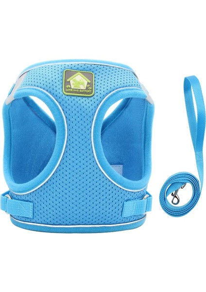 Mavi Stil Xl Beden Yansıtıcı Pet Kedi Koşum Yelek Tasma Seti Nefes Örgü Köpek Koşum Köpekler Kediler Malzemeleri Için Ayarlanabilir Kurşun Tasmalar (Yurt Dışından)