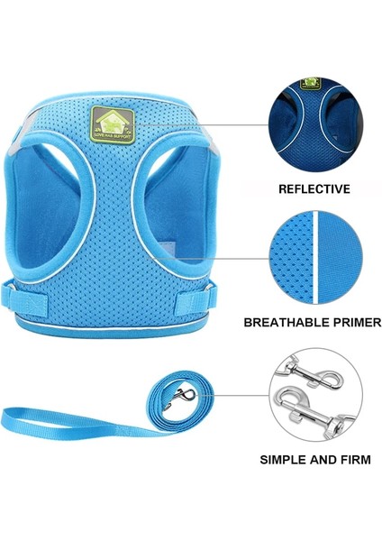 Mavi Stil Xl Beden Yansıtıcı Pet Kedi Koşum Yelek Tasma Seti Nefes Örgü Köpek Koşum Köpekler Kediler Malzemeleri Için Ayarlanabilir Kurşun Tasmalar (Yurt Dışından) fırsatları