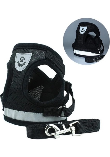 Büyük Siyah Stil M 3-4.5kg Kedi Köpek Ayarlanabilir Koşum Yelek Yavru Köpekler Için Yürüyüş Kurşun Tasma Küçük Orta Köpek Için Polyester Örgü Koşum Kedi Kedi Pet (Yurt Dışından)