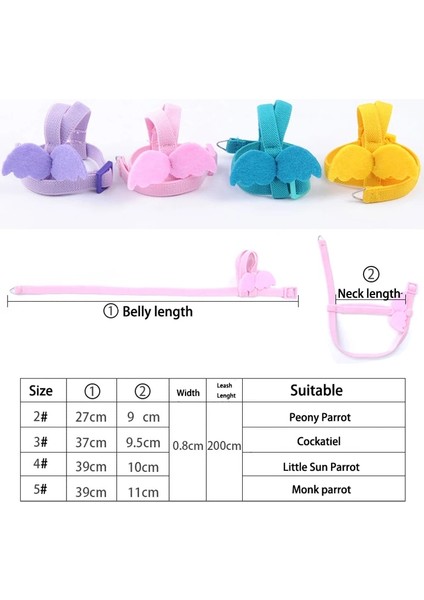 Pembe 2 Tarzı 3-S Papağan Kuş Koşum Tasma Seti Ayarlanabilir Papağanlar Açık Uçan Halat Anti-Bite Eğitim Koşum Papağan Küçük Kuş (Yurt Dışından)