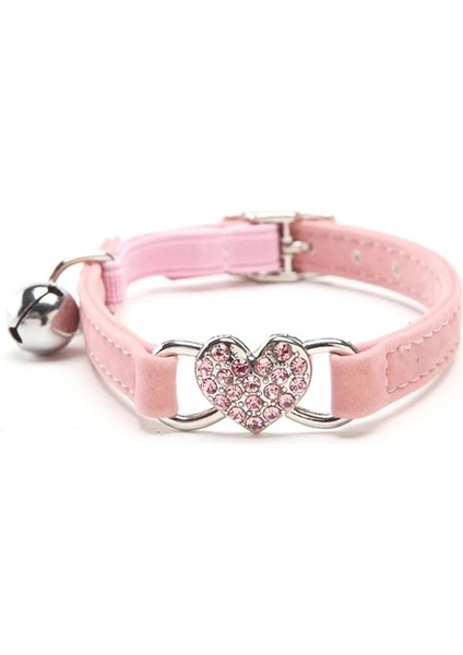 Pembe Tarzı Kalp Charm ve Çan Kedi Yaka Güvenlik Elastik Yumuşak Kadife Malzeme ile Ayarlanabilir 8 Renk Evcil Hayvan Ürünü Küçük Köpek Tasması (Yurt Dışından)