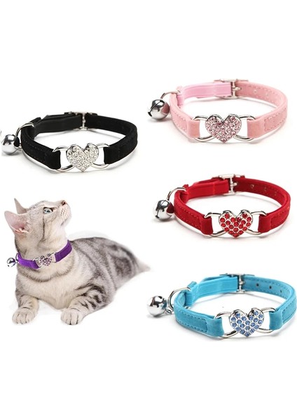 Pembe Tarzı Kalp Charm ve Çan Kedi Yaka Güvenlik Elastik Yumuşak Kadife Malzeme ile Ayarlanabilir 8 Renk Evcil Hayvan Ürünü Küçük Köpek Tasması (Yurt Dışından) fiyatları