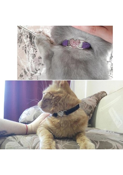 Pembe Tarzı Kalp Charm ve Çan Kedi Yaka Güvenlik Elastik Yumuşak Kadife Malzeme ile Ayarlanabilir 8 Renk Evcil Hayvan Ürünü Küçük Köpek Tasması (Yurt Dışından) modelleri