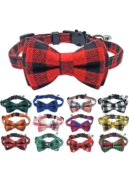 No.7 Tarzı 1X28CM Pet Ayrılıkçı Kedi Yaka Papyon ve Çan Sevimli Ekose Noel Kırmızı Elastik Ayarlanabilir Köpek Tasması Kanatlı Küçük Kediler Için Çan (Yurt Dışından)