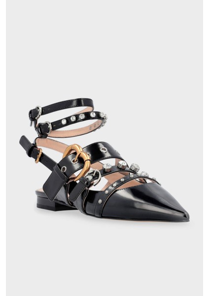 Taşlı Arkası Açık Sivri Burun Deri Ayakkabı Kadın Ayakkabı SD0025P006Z99 fiyatları