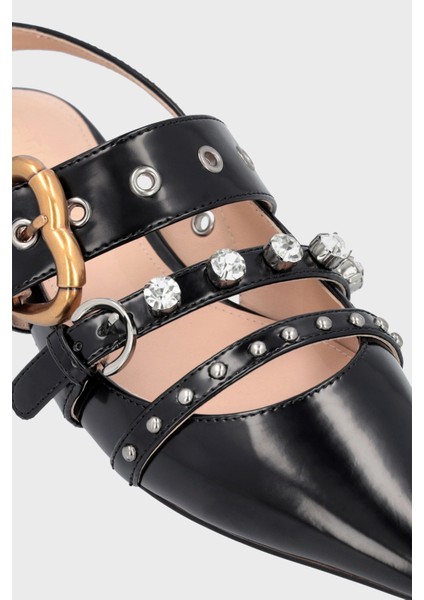 Taşlı Arkası Açık Sivri Burun Deri Ayakkabı Kadın Ayakkabı SD0025P006Z99 fırsatları