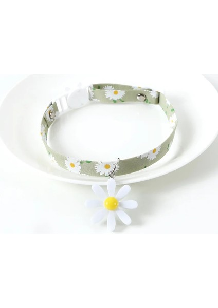 Yeşil Papatya Stili 17-33CM Evcil Hayvan Tasması Kedi Tasması Japon Tarzı Ayarlanabilir Evcil Hayvan Tasması Çiçek Içi Boş Çan Kedi Köpek Askısı Tavşan Çekiş Halatı (Yurt Dışından)