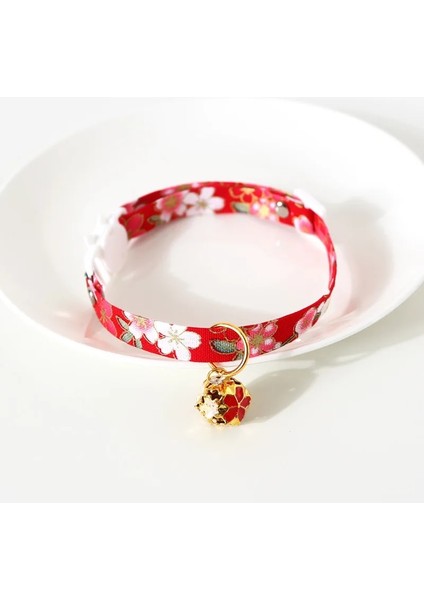 Kırmızı Stil 17-33CM Evcil Hayvan Tasması Kedi Tasması Japon Tarzı Ayarlanabilir Evcil Hayvan Tasması Çiçek Içi Boş Çan Kedi Köpek Askısı Tavşan Çekiş Halatı (Yurt Dışından)