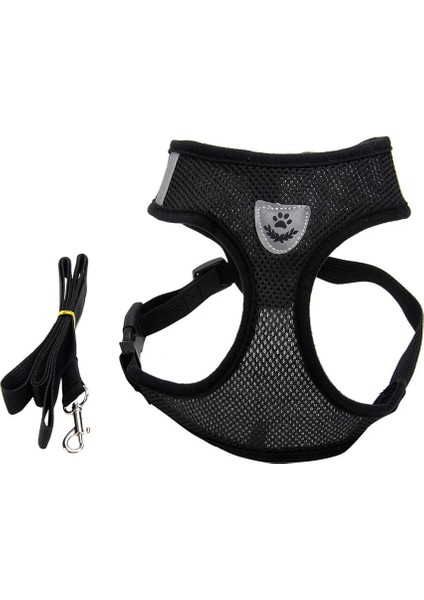 Siyah Stil M Beden Kedi Koşum Pet Çekiş Malzemeleri Ayarlanabilir Yansıtıcı Örgü Göğüs Koşum Seti Yürüyüş Kurşun Köpek Yelek Kedi Tasması Evcil Hayvan Için Koşum (Yurt Dışından)