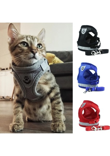 Siyah Stil L Beden Örgü Nefes Kedi Koşum Tasma Seti Yansıtıcı Yavru Köpek Yelek Koşum Kediler Için Pet Yaka Naylon Kedi Tasmalar Evcil Hayvan Malzemeleri (Yurt Dışından) modelleri