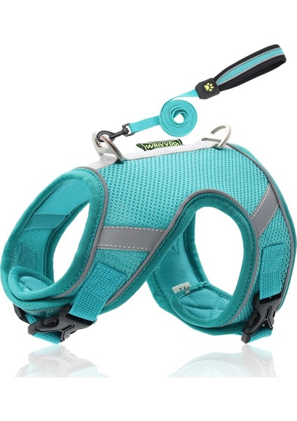 Açık Mavi Tarzı Xs Beden Kedi Koşum Nefes Yaka Pet Köpekler ve Tasma Seti Için Ayarlanabilir Göğüs Yelek Yürüyüş Kurşun Yansıtıcı Giysiler Yavru Yavru Köpek (Yurt Dışından)