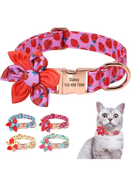 Meyve Tarzı 22-34CM Güzel Meyve Kedi Yaka Kişiselleştirilmiş Köpek Kediler Naylon Yaka Anti-Kayıp Naylon Köpek Yaka Çiçek Ücretsiz Oyulmuş Kimlik Tokası (Yurt Dışından) fiyatları
