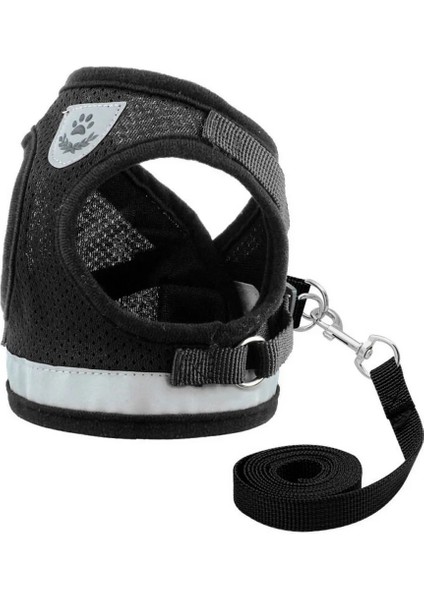 Siyah Stil L Beden Kedi Köpek Ayarlanabilir Koşum Yelek Yavru Köpekler Için Yürüyüş Kurşun Tasma Küçük Orta Köpek Için Polyester Örgü Koşum Kedi Kedi Pet (Yurt Dışından)