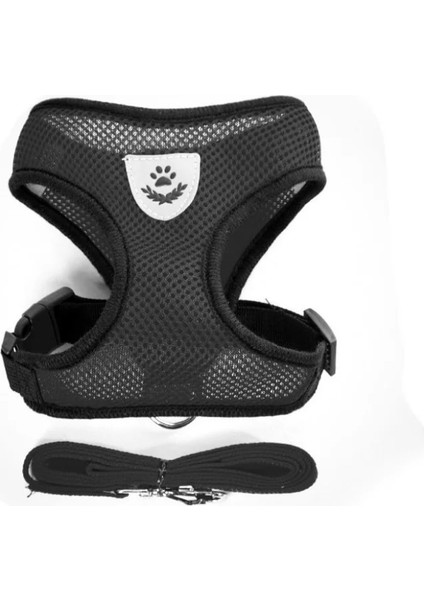 Siyah Stil L Beden Kedi Köpek Için Yaka Evcil Hayvan Yansıtıcı Koşum ile Kurşun Tasma Evcil Hayvanlar Ayarlanabilir Yelek Tasmalar Köpek Yavrusu Polyester Örgü Nefes Alabilen Koşumlar (Yurt Dışından)