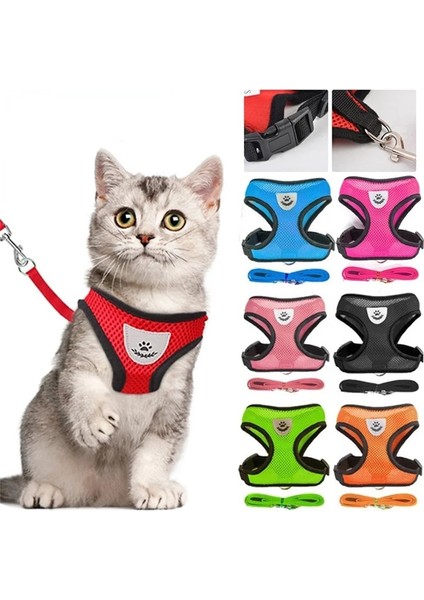 Siyah Stil L Beden Kedi Köpek Için Yaka Evcil Hayvan Yansıtıcı Koşum ile Kurşun Tasma Evcil Hayvanlar Ayarlanabilir Yelek Tasmalar Köpek Yavrusu Polyester Örgü Nefes Alabilen Koşumlar (Yurt Dışından)