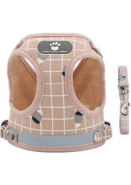 Pembe Izgara Stili Xs Beden Kedi Köpek Ayarlanabilir Koşum Yelek Yavru Köpekler Için Yürüyüş Kurşun Tasma ile Küçük Orta Köpek Kedi Pet Için Yaka Yansıtıcı Koşum (Yurt Dışından)