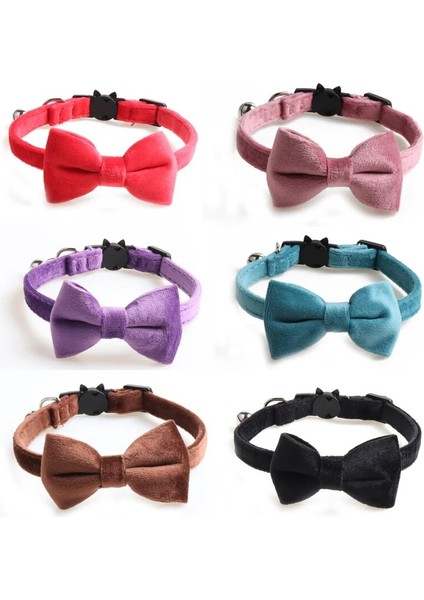 No.4 Tarzı Kadife Kedi Yaka Düz Renk Ilmek Yavru Chihuahua Çan Ayarlanabilir Emniyet Toka Evcil Aksesuarları ile Chihuahua Yaka 28 cm Uzun 1 Adet (Yurt Dışından) modelleri